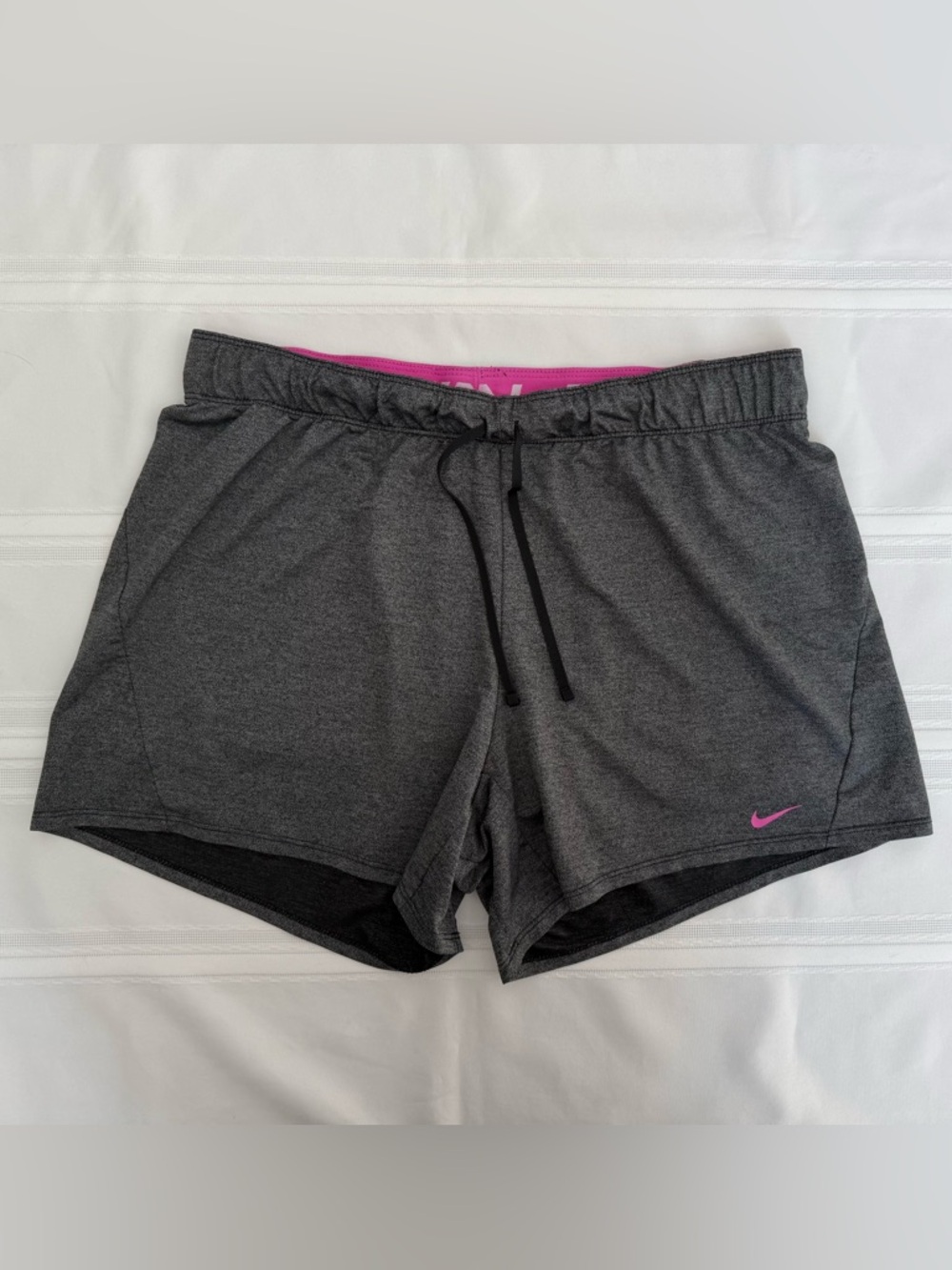 Nike Women’s Heather Gray Athletic Shorts with Pink Accents